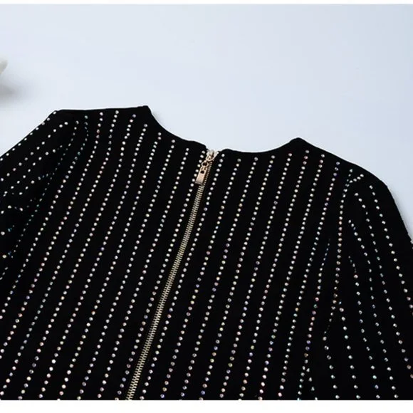 New Women's Long Sleeves V Neck Mini Bodycon Cocktail Party Beaded Dress… - Picture 2 of 8